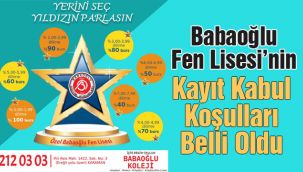 Babaoğlu Fen Lisesi'nin Kayıt Kabul Koşulları Belli Oldu