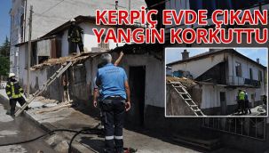 Kerpiç evde çıkan yangın korkuttu
