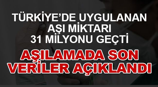 Türkiye'de uygulanan aşı miktarı 31 milyonu geçti