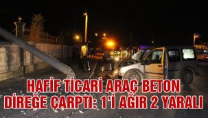 Hafif ticari araç beton direğe çarptı: 1'i ağır 2 yaralı