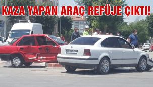 Kaza yapan araç refüje çıktı!