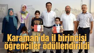 Karaman'da il birincisi öğrenciler ödüllendirildi