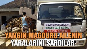 Yangın mağduru ailenin yaralarını sardılar 