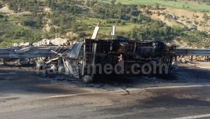 Yanan Kamyonetteki Tüpler Bomba Gibi Patladı