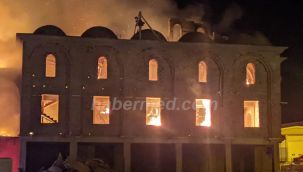 Cami inşaatında çıkan yangın 2 saatte söndürüldü