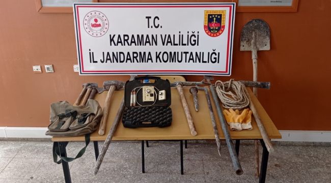Karaman'da kaçak kazıya suçüst
