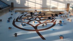 Karaman'da dünyanın en büyük buğday başağı mozaiği 3 ton bisküviden yapılıyor