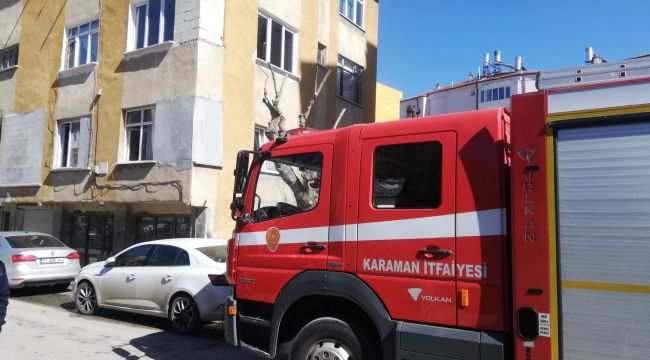 Karaman'da depremzedelerin kaldığı dairede çıkan yangın korkuttu 