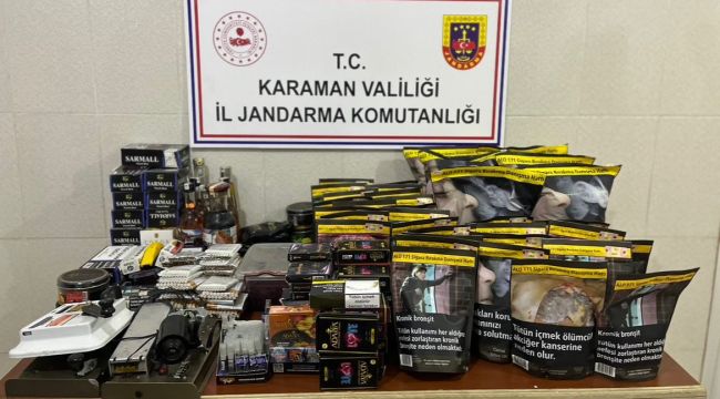 Karaman'da jandarmadan kaçak tütün ve alkol operasyonu