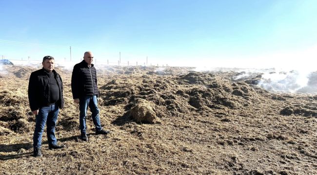 Mehmet Bayram, yangında zarar gören üreticiye geçmiş olsun ziyaretinde bulundu