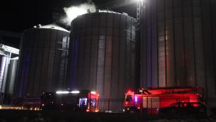 Mısır silosunda çıkan yangın büyümeden söndürüldü 