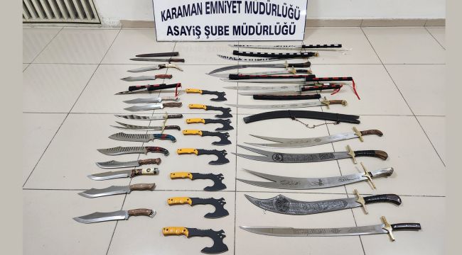 Karaman'da satışı yasak 519 adet kesici ve delici alet ele geçirildi