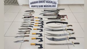 Karaman'da satışı yasak 519 adet kesici ve delici alet ele geçirildi