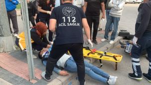 Kazada kafasını asfalt zemine çarpan motosiklet sürücüsü yaralandı