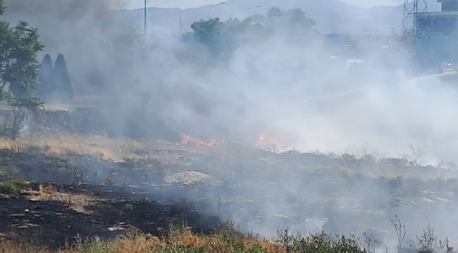 Karaman'da boş arazide çıkan yangın korkuttu 