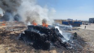 Karaman'da geri dönüşüm merkezinde çıkan yangın korkuttu