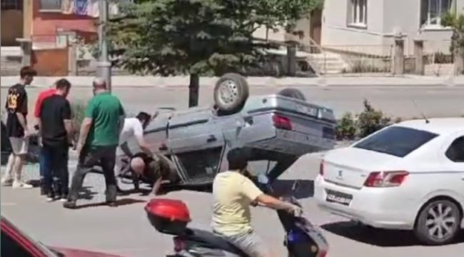 Karaman'da takla atan otomobilin sürücüsü ölümden döndü