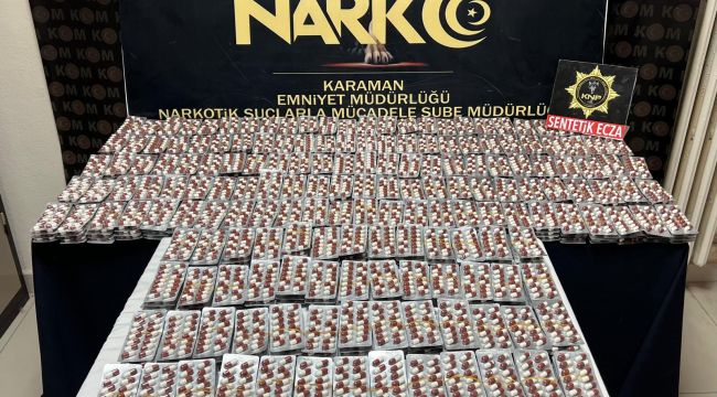 Karaman'da 10 bin 406 adet hapla yakalanan 3 kişi tutuklandı