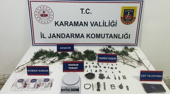 Jandarmadan tarihi esre ve uyuşturucu operasyonu: 1 gözaltı 