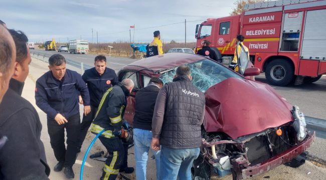 Karaman'da meydana gelen kazada, 4 kişi ölümden döndü
