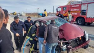 Karaman'da meydana gelen kazada, 4 kişi ölümden döndü