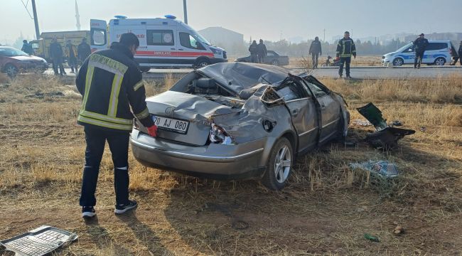Takla atan otomobilin sürücüsü ölümden döndü
