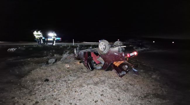 Şarampole takla atan otomobilin sürücüsü yaralandı 
