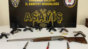 Karaman'da 8 adet ruhsatsız silah ele geçirdi 