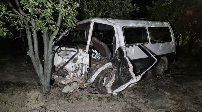 Karaman'da minibüs bahçeye uçtu: 1 yaralı
