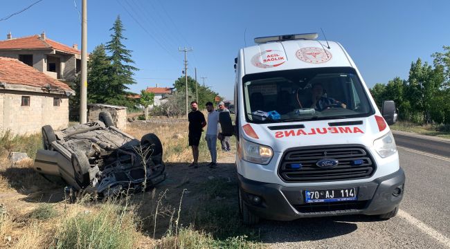 Karaman'da otomobil takla attı: 1 yaralı