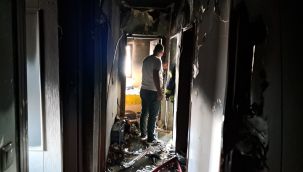 Karaman'da apartmanın son katında korkutan yangın 