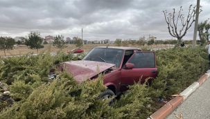 Karaman'da otomobil refüje çıktı: 2 yaralı 