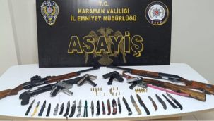 Karaman'da ruhsatsız 9 silah ele geçirildi 