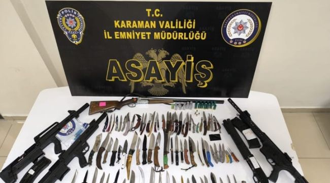 Bu silah ve bıçaklar polis uygulamasında yakalandı 