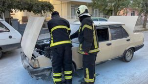 Karaman’da alev alan otomobili vatandaşlar söndürdü