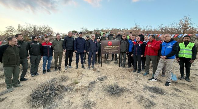 Karaman'da şehit düşen 20 askerimiz için fidan dikildi 