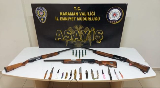 Karaman'da ruhsatsız silahlar ile kaçak tütün ele geçirildi: 5 tutuklama 